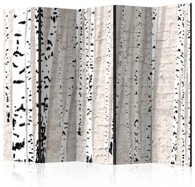 Paravento separè Bosco Betulle II (5 parti) - collage alberi