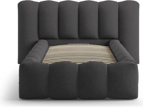 Letto singolo imbottito color antracite con contenitore con rete inclusa 90x200 cm Lupine – Micadoni