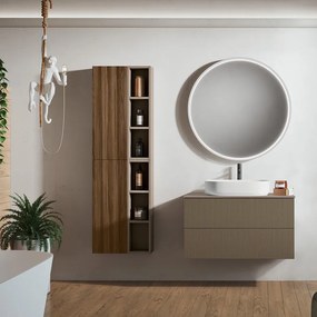 Mobile da bagno sospeso sotto lavabo Opera L 89.5 x H 50 x P 45.5 cm marrone opaco cannettato, 2 cassetti
