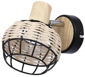 Faretto da parete TAJGA 1xE14/40W/230V rattan/nero
