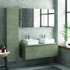 Composizione bagno 120cm sospesa con mobile specchio e colonna - KAMALU