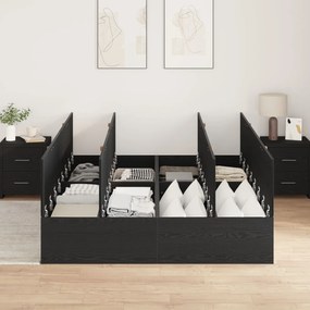 Struttura letto con contenitore in rovere nero 140x200 cm