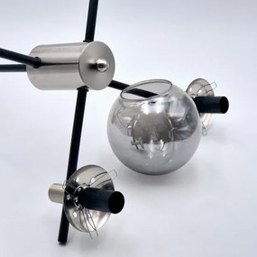 Lampadario a sospensione con supporto rigido LILOU 4xE14/5W/230V cromo opaco/fumé