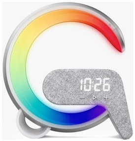 Immax 08987L-LEDRGB Lampada dimmerabile con sveglia e Qi di ricarica 30W/230V argento