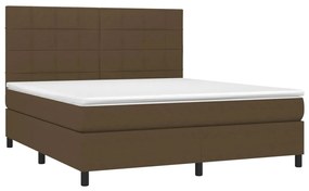 Letto a Molle Materasso e LED MarroneScuro 180x200cm in Tessuto