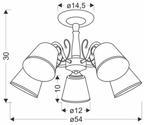 Lampadario a stelo LOSANNA 5xE14/40W/230V in ottone