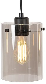 Lampada a sospensione intelligente nera con vetro fumé incl. 4 Wifi ST64 - Dome