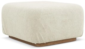 Poggiapiedi componibile color crema con rivestimento in bouclé Ailani – Makamii