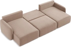 Divano angolare marrone chiaro allungabile/con contenitore Kalena – Makamii