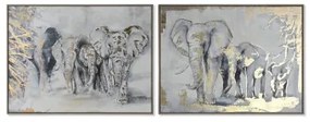 Quadro Home ESPRIT Elefante Coloniale 100 x 4 x 75 cm (2 Unità)