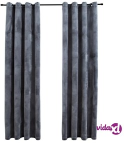 vidaXL Tende Oscuranti con Anelli 2 pz Antracite in Velluto 140x245 cm