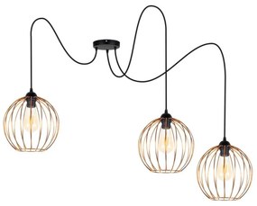 Lampadario a sospensione con filo MATT 3xE27/60W/230V ragno nero/rame