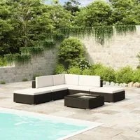 Set Divani da Giardino 6 pz con Cuscini in Polyrattan Nero 41257