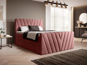 Letto matrimoniale boxspring Dusseldorf - 160 x 200 cm , Tessuto rosa