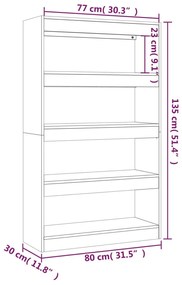 Libreria/Divisorio Rovere Sonoma 80x30x135 cm in Truciolato