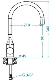 ALVEUS 1144432 - Rubinetto per lavello con braccio flessible MINTAS 34 cm acciaio/nero