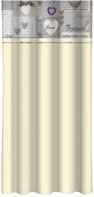 Tenda decorativa color crema con cuori stampati Larghezza: 160 cm | Lunghezza: 250 cm