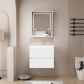 Mobile sottolavabo e lavabo Portofino per vasca centrale bianco in mdf L 60 x H 50.5 x P 40 cm 2 cassetti