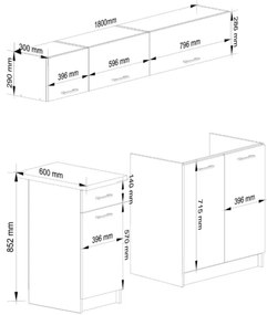 Cucina Lineare 180 Cm Moderna Pensili Bassi Bianco Opaco Emma V2
