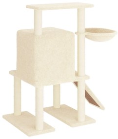 Albero per gatti con tiragraffi in sisal crema 96,5 cm