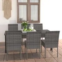 Set da Pranzo da Giardino 7 pz in Polyrattan Grigio 3065703