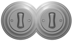 Kliklap - Interruttore doppio unipolare in stile retrò con cornice n. 1, grigio