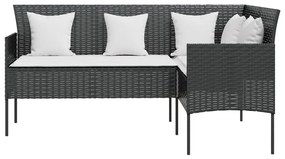 Set divano a l con cuscini 5 pz nero in polyrattan