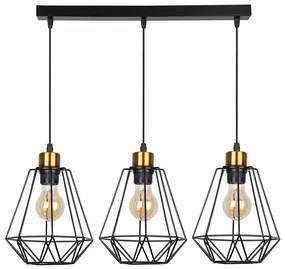 Lampadario a sospensione con filo PRIMO 3xE27/60W/230V nero/oro