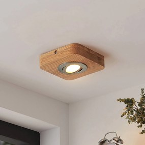 Plafoniera LED Lindby Mikari, 14 cm, legno, orientabile