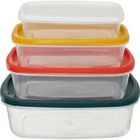Set 4 contenitori rettangolari con coperchi colorati