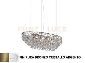 Giogali sospensione ov1 cristallo argento e bronzo opaco 4 luci att...