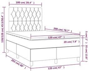 Letto a Molle con Materasso e LED Nero 120x200cm in Tessuto