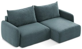 Divano angolare turchese allungabile/con contenitore (con penisola a destra) Kalena – Makamii