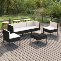 Set Divani da Giardino 6 pz con Cuscini in Polyrattan Nero cod mxl 38303