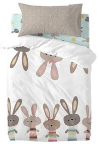 Set di copripiumino HappyFriday Moshi Moshi Rabbit Family Multicolore Culla Neonato 2 Pezzi