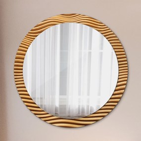Specchio tondo con decoro Onda di legno fi 90 cm