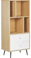 Libreria in Legno Chiaro con MDF Bianco 139 x 60 x 40 cm Mobile Contenitore con Cassetti Modern