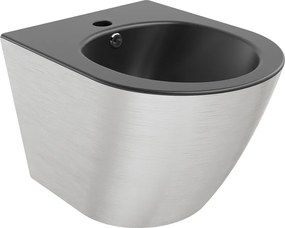 Mexen Lena bidet sospeso, nero opaco/motivo a linee argento - 35224873