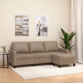 Divano A 3 Posti Con Poggiapiedi Cappuccino 180cm İn Similpelle /