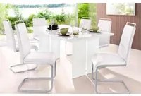 Tavolo da pranzo moderno fisso, Made in Italy, Tavolo rettangolare di design, Tavolo da cucina, cm 160x90h75, colore Bianco lucido