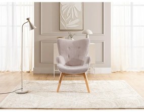 Poltrona con poggiapiedi rosa chiaro con rivestimento in velluto a coste Niko – Ropez