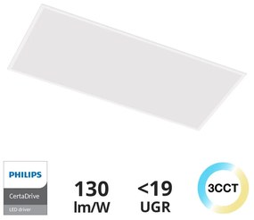 Pannello LED 120x60 42W CCT Bianco Variabile UGR19, PHILIPS CertaDrive Colore Bianco Variabile CCT