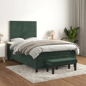 Giroletto A Molle Con Materasso Verde Scuro 120x200 Cm Velluto /