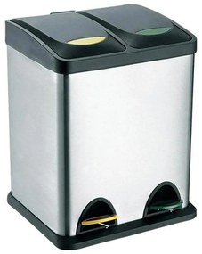 Cestino per rifiuti differenziati 16 l nero/acciaio inox