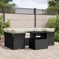 Set Divani da Giardino con Cuscini 7pz Nero Polyrattan 3266376