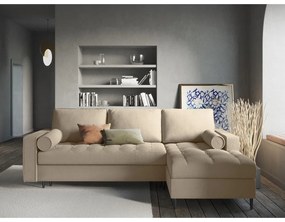 Divano letto angolare beige, angolo destro Santo - Milo Casa