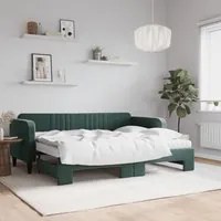 Divano Letto Estraibile Materassi Verde Scuro 80x200 Velluto 3197082