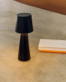Kave Home - Lampada da tavolo grande da esterni Arenys in metallo con finitura in nero