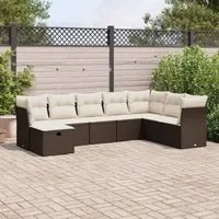 Set Divani da Giardino 8 pz con Cuscini Marrone in Polyrattan 3325339