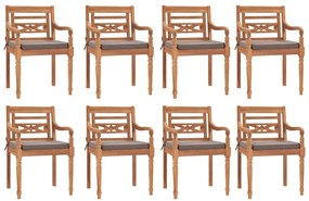 Set pranzo giardino 9pz con cuscini grigio scuro massello teak